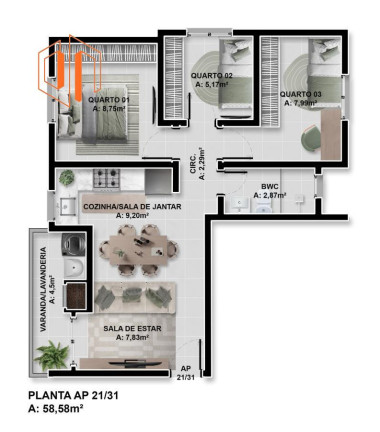 Imagem Apartamento com 3 Quartos à Venda, 61 m² em Santo Antônio - São José Dos Pinhais Imagem Apartamento com 3 Quartos à Venda, 61 m² em Santo Antônio - São José Dos Pinhais