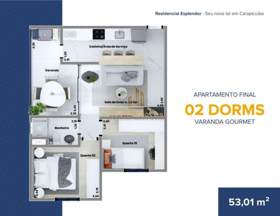 Imagem Apartamento com 2 Quartos à Venda, 53 m² em Vila Três Irmãos - Carapicuíba