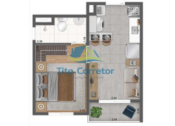 Imagem Apartamento com 1 Quarto à Venda, 26 m² em Brás - São Paulo