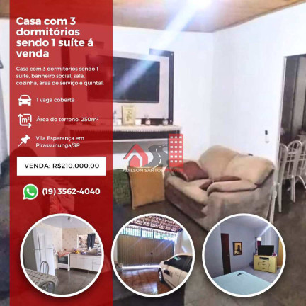 Imagem Casa com 3 Quartos à Venda, 250 m² em Vila Esperança - Pirassununga Imagem Casa com 3 Quartos à Venda, 250 m² em Vila Esperança - Pirassununga
