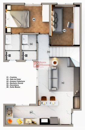 Imagem Cobertura com 2 Quartos à Venda, 109 m² em Santa Maria - Santo André Imagem Cobertura com 2 Quartos à Venda, 109 m² em Santa Maria - Santo André