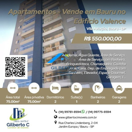 Imagem Apartamento com 2 Quartos à Venda, 75 m² em Vila Aviação - Bauru