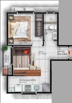 Imagem Apartamento com 1 Quarto à Venda, 39 m² em Camobi - Santa Maria Imagem Apartamento com 1 Quarto à Venda, 39 m² em Camobi - Santa Maria