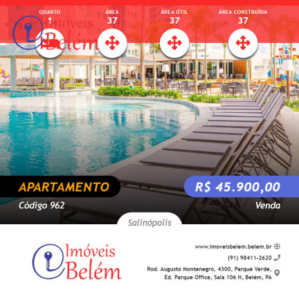 Apartamento com 1 Quarto à Venda, 37 m² em Atalaia - Salinópolis