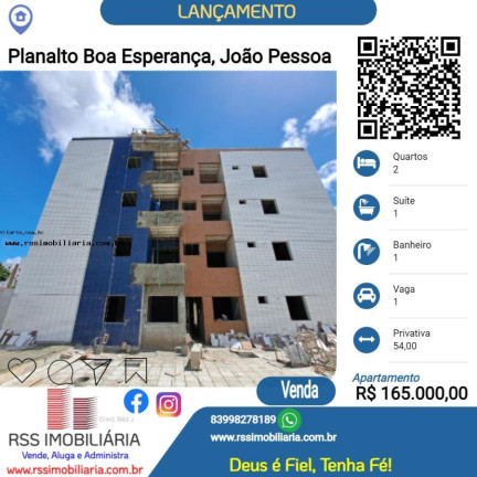 Apartamento com 2 Quartos à Venda, 54 m² em Planalto Boa Esperança - João Pessoa