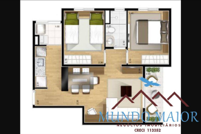Imagem Apartamento com 2 Quartos à Venda, 50 m² em Vila Alzira - Santo André