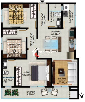 Imagem Apartamento com 3 Quartos à Venda, 90 m² em Flor De Nápolis - São José Imagem Apartamento com 3 Quartos à Venda, 90 m² em Flor De Nápolis - São José