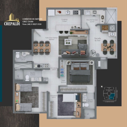 Imagem Apartamento com 3 Quartos à Venda, 99 m² em Centro - Criciúma Imagem Apartamento com 3 Quartos à Venda, 99 m² em Centro - Criciúma