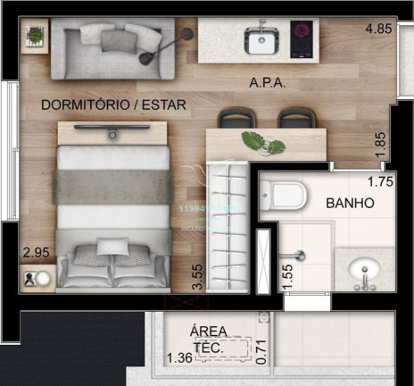 Imagem Studio com 1 Quarto à Venda, 21 m² em Perdizes - São Paulo