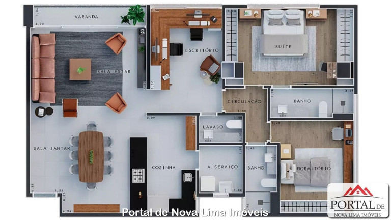 Imagem Apartamento com 2 Quartos à Venda, 66 m² em Alphaville Lagoa Dos Ingleses - Nova Lima