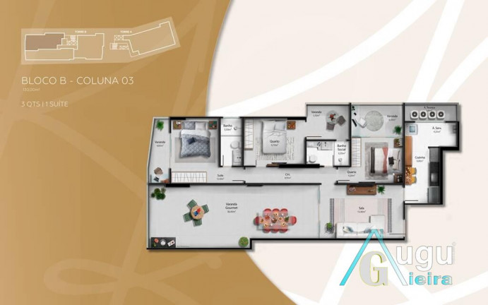 Apartamento com 3 Quartos à Venda, 132 m² em Centro - Guarapari