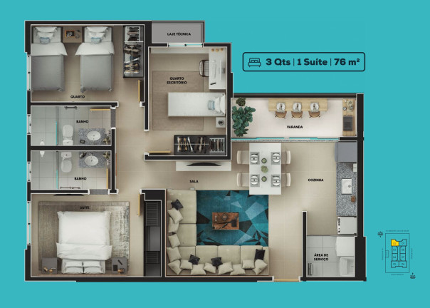 Imagem Apartamento com 3 Quartos à Venda, 76 m² em Parque Oeste Industrial - Goiânia