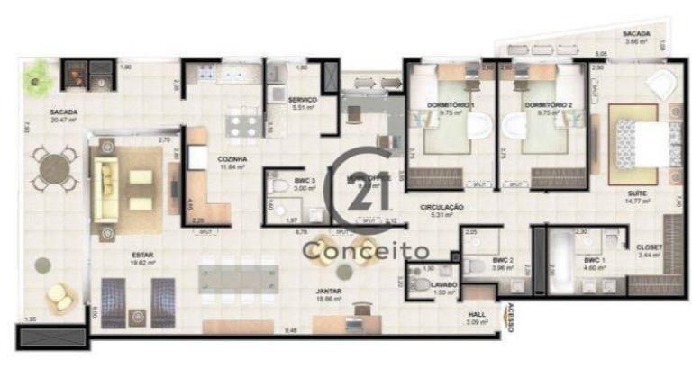 Imagem Apartamento com 3 Quartos à Venda, 177 m² em Centro - Palhoça Imagem Apartamento com 3 Quartos à Venda, 177 m² em Centro - Palhoça