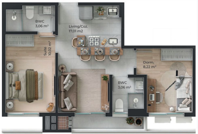 Imagem Apartamento com 1 Quarto à Venda, 33 m² em Barreiros - São José Imagem Apartamento com 1 Quarto à Venda, 33 m² em Barreiros - São José