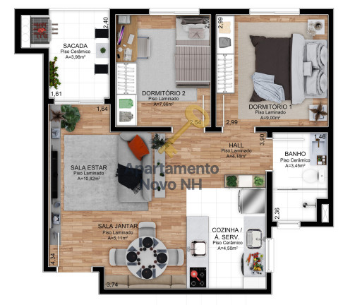 Imagem Apartamento com 2 Quartos à Venda, 67 m² em Centro - São Leopoldo Imagem Apartamento com 2 Quartos à Venda, 67 m² em Centro - São Leopoldo