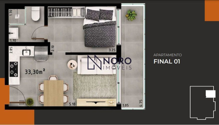 Imagem Apartamento com 1 Quarto à Venda, 33 m² em Camobi - Santa Maria Imagem Apartamento com 1 Quarto à Venda, 33 m² em Camobi - Santa Maria