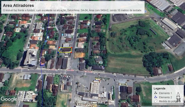 Terreno à Venda, 180 m² em Atiradores - Joinville