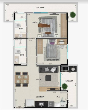 Imagem Apartamento com 2 Quartos à Venda, 69 m² em Guilhermina - Praia Grande