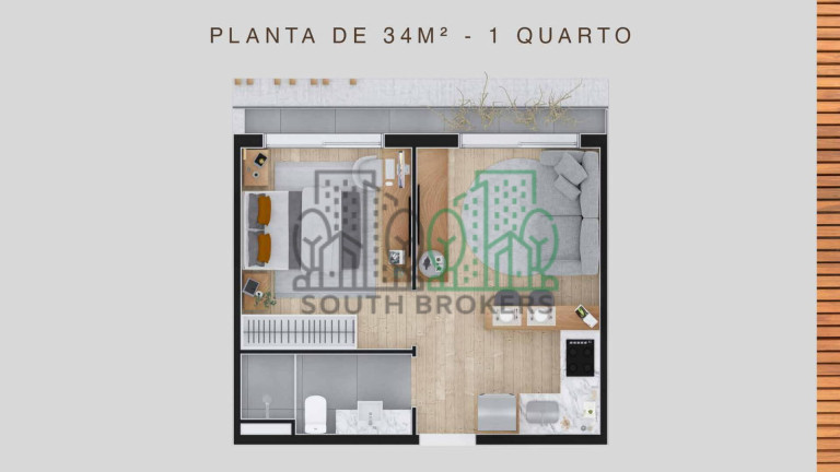 Imagem Apartamento com 1 Quarto à Venda, 34 m² em Batel - Curitiba Imagem Apartamento com 1 Quarto à Venda, 34 m² em Batel - Curitiba