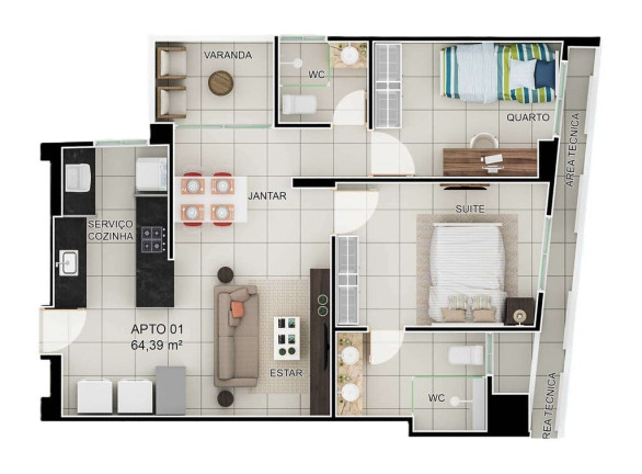 Imagem Apartamento com 2 Quartos à Venda, 47 m² em Jardim Oceania - João Pessoa Imagem Apartamento com 2 Quartos à Venda, 47 m² em Jardim Oceania - João Pessoa