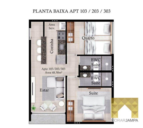 Imagem Apartamento com 2 Quartos à Venda, 45 m² em Bessa - João Pessoa