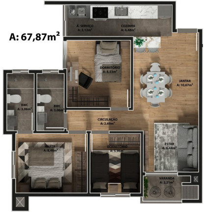 Imagem Apartamento com 3 Quartos à Venda, 67 m² em Três Fronteiras - Foz Do Iguaçu