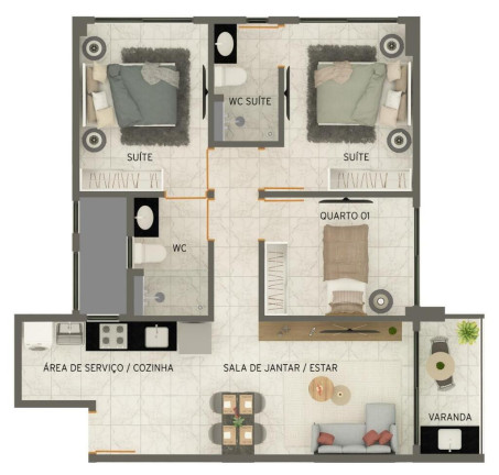 Imagem Apartamento com 3 Quartos à Venda, 64 m² em Praia Formosa - Cabedelo Imagem Apartamento com 3 Quartos à Venda, 64 m² em Praia Formosa - Cabedelo