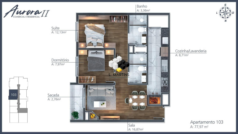 Imagem Apartamento com 1 Quarto à Venda, 56 m² em Moura - Gramado