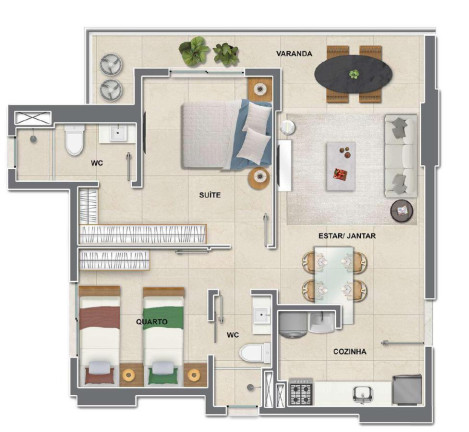 Imagem Apartamento com 2 Quartos à Venda, 54 m²em Coco - Fortaleza