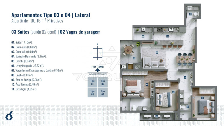 Imagem Apartamento com 3 Quartos à Venda, 120 m² em Praia De Armação Do Itapocorói - Penha Imagem Apartamento com 3 Quartos à Venda, 120 m² em Praia De Armação Do Itapocorói - Penha