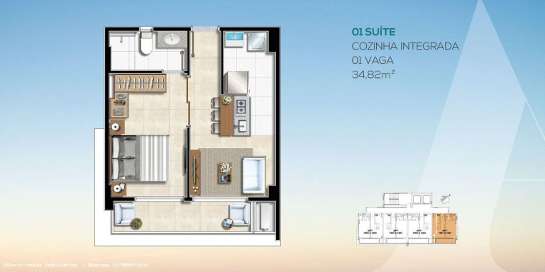 Imagem Apartamento com 1 Quarto à Venda, 34 m² em Stella Maris - Salvador