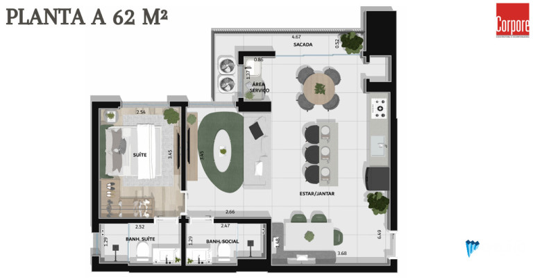 Imagem Apartamento com 2 Quartos à Venda, 62 m² em Jardim Europa - Dourados Imagem Apartamento com 2 Quartos à Venda, 62 m² em Jardim Europa - Dourados