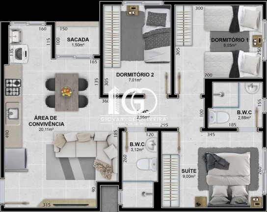 Imagem Apartamento com 3 Quartos à Venda, 62 m² em Ceará - Criciúma Imagem Apartamento com 3 Quartos à Venda, 62 m² em Ceará - Criciúma