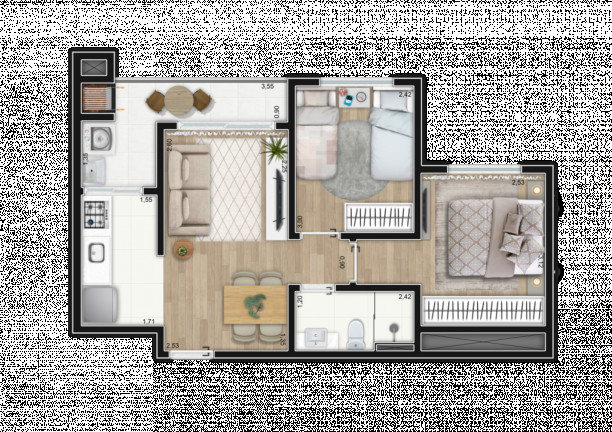 Imagem Apartamento com 2 Quartos à Venda, 51 m² em Xaxim - Curitiba Imagem Apartamento com 2 Quartos à Venda, 51 m² em Xaxim - Curitiba