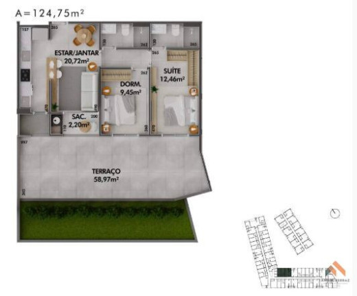 Apartamento com 2 Quartos à Venda, 124 m²