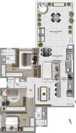 Imagem Apartamento com 3 Quartos à Venda, 126 m² em Estreito - Florianópolis Imagem Apartamento com 3 Quartos à Venda, 126 m² em Estreito - Florianópolis