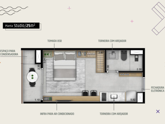 Imóvel com 1 Quarto à Venda, 25 m² em Pinheiros - São Paulo