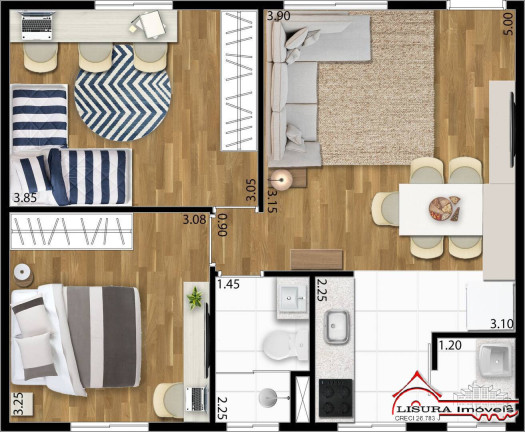 Imagem Apartamento com 2 Quartos à Venda, 54 m² em Conjunto Habitacional Marinho - Jacareí