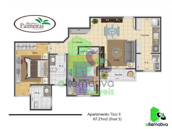 Imagem Apartamento com 2 Quartos à Venda, 67 m² em Parque São Luís - Taubaté