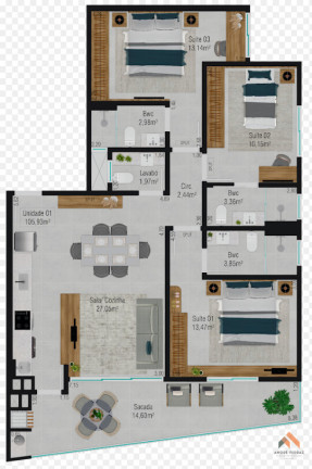 Imagem Apartamento com 3 Quartos à Venda, 105 m²