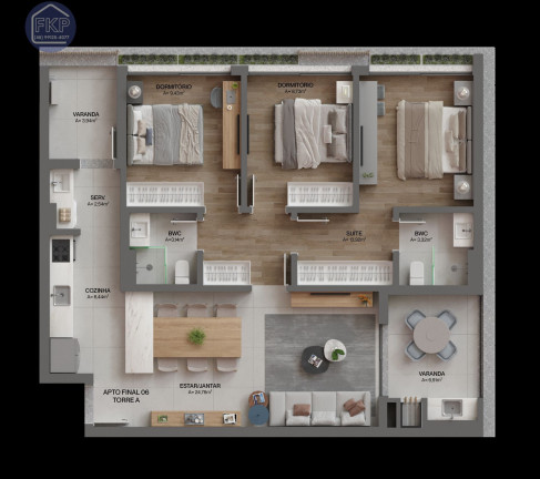 Apartamento com 3 Quartos à Venda, 100 m² em Cacupé - Florianópolis
