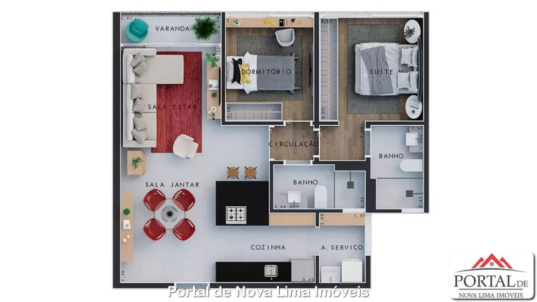 Imagem Apartamento com 2 Quartos à Venda, 66 m² em Alphaville Lagoa Dos Ingleses - Nova Lima