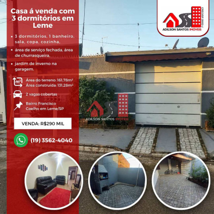 Casa com 3 Quartos à Venda, 162 m² em Conjunto Habitacional Francisco Coelho - Leme