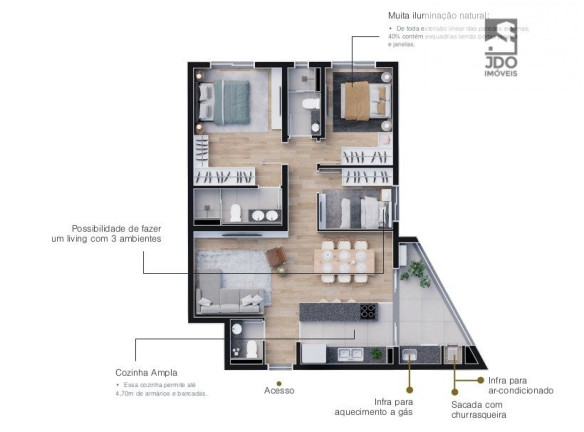 Imagem Apartamento com 3 Quartos à Venda, 89 m² em Boa Vista - Curitiba Imagem Apartamento com 3 Quartos à Venda, 89 m² em Boa Vista - Curitiba