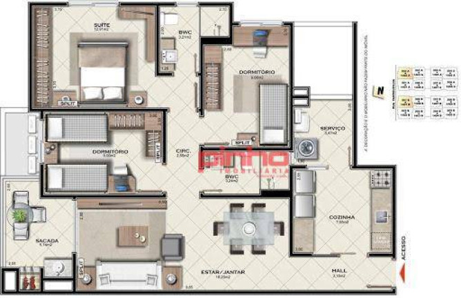 Imagem Apartamento com 3 Quartos à Venda, 93 m² em Barreiros - São José Imagem Apartamento com 3 Quartos à Venda, 93 m² em Barreiros - São José