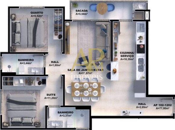 Imagem Apartamento com 3 Quartos à Venda, 87 m² em Pedra Branca - Palhoça