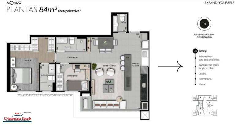 Imagem Apartamento com 2 Quartos à Venda, 84 m² em Santa Fé - Campo Grande Imagem Apartamento com 2 Quartos à Venda, 84 m² em Santa Fé - Campo Grande