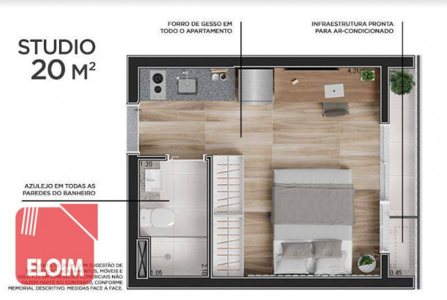 Imagem Studio com 1 Quarto à Venda, 21 m² em República - São Paulo Imagem Studio com 1 Quarto à Venda, 21 m² em República - São Paulo