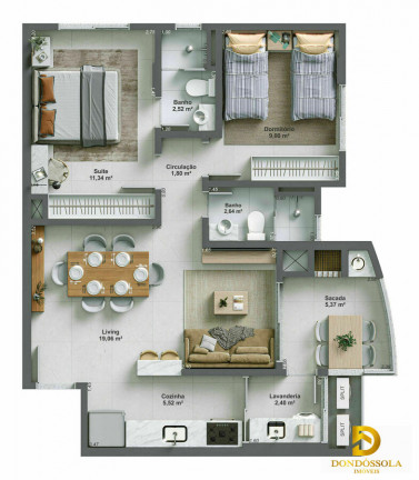 Imagem Apartamento com 2 Quartos à Venda, 67 m² em Centro - Criciúma