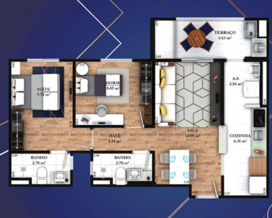 Imagem Apartamento com 2 Quartos à Venda, 63 m² em Guilhermina - Praia Grande